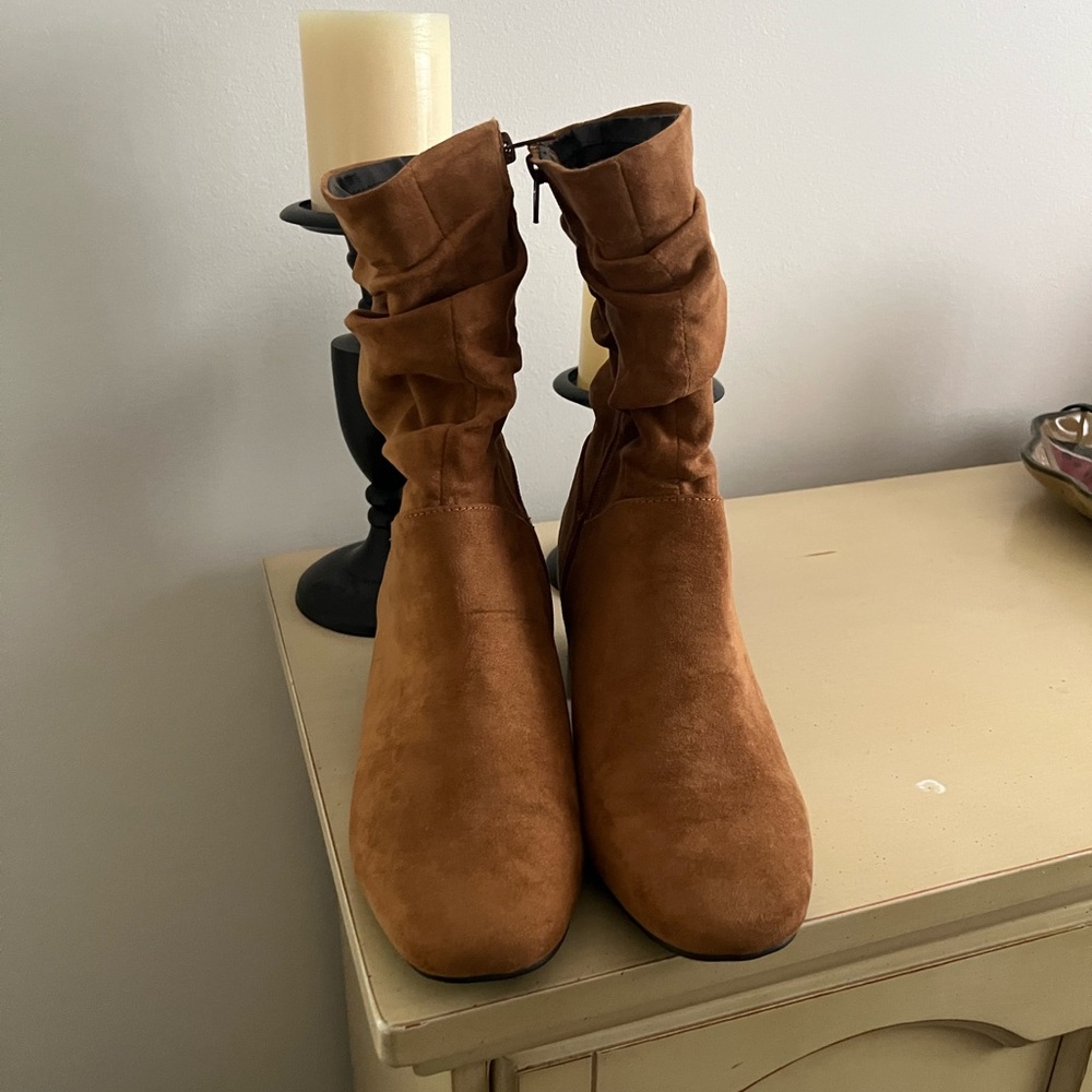 Brown Faux Suede Ankle Boots
